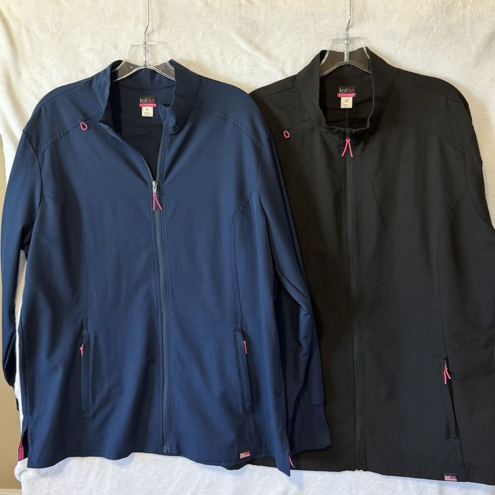 KoiLite S/2 Stretch Impact Full Zip Jacket Women's XL Blue and Black Scrub Top